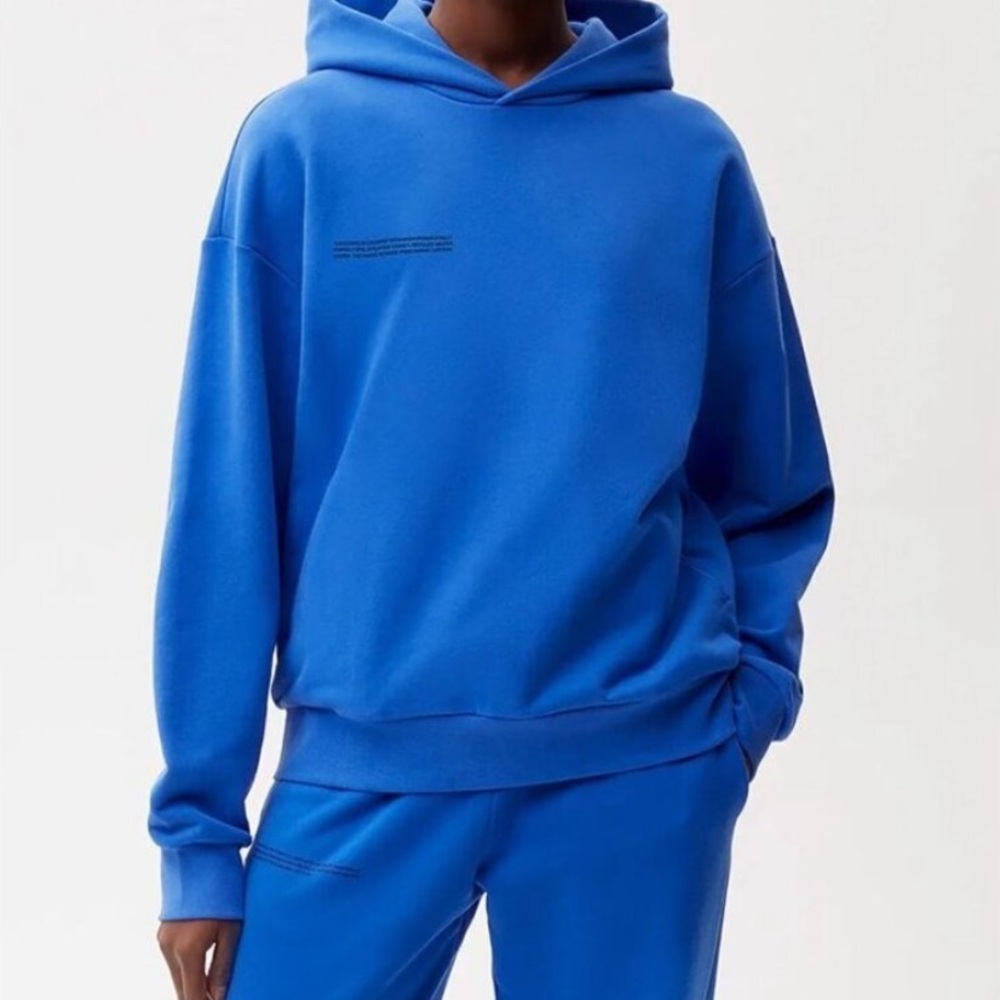 Pangaia Hoodie Blue Fleece Organic Cotton Recycled Hoodie Sweatshirt X-Small